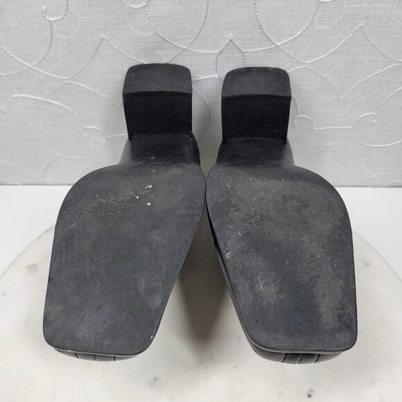 Naturalizer Stitch In Time Ankle Boots 7.5 Black Leather Chunky Heels Square Toe - Picture 14 of 14